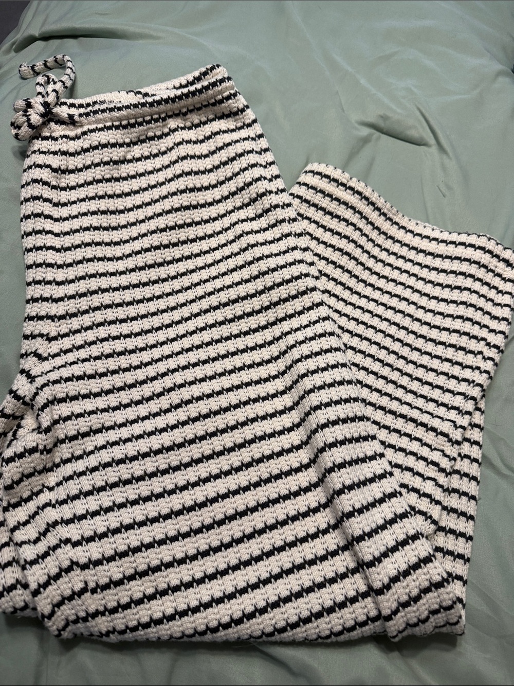 H&M Black and White Striped Knit Pants